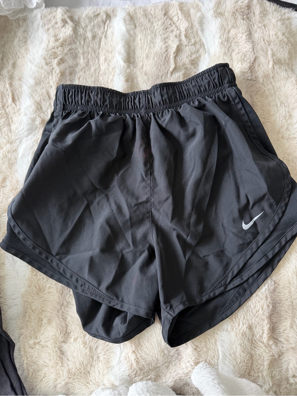 Nike Black Women's Athletic Shorts with White Swoosh